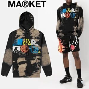 $322‼️MARKET Air Transit Puff Tie Dye Hoodie 'Bleach Tie Dye Rare Streetwear M
